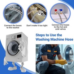 Yejesiy 4 Ft Washing Machine Hoses, 2 Packs Premium 4 Feet, red and blue