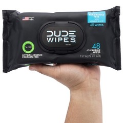 DUDE Wipes 6-Pack Flushable Adult Wet Wipes Unscented Vitamin E Aloe Large