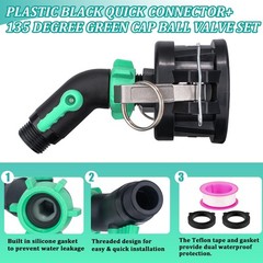 275 330 Gallon IBC Tote Fittings with 45 Degree Hose 45 Degree, Black,Green