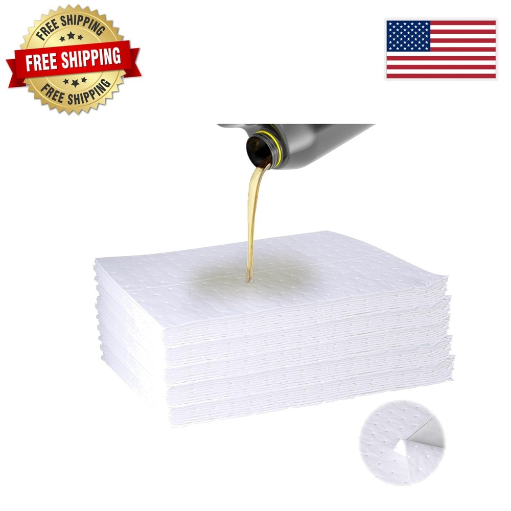Heavy-Duty Oil Spill Mat – 50 Microfiber Pads, 13″ x 10″ for Ultimate Protection