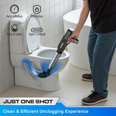 ‌Electric Toilet Plunger for Bathroom, High-Pressure Air Plunger, Heavy-Du