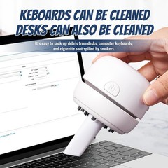 GSHLGAO Desktop Vacuum Cleaner USB Charging with Nozzle Small, White
