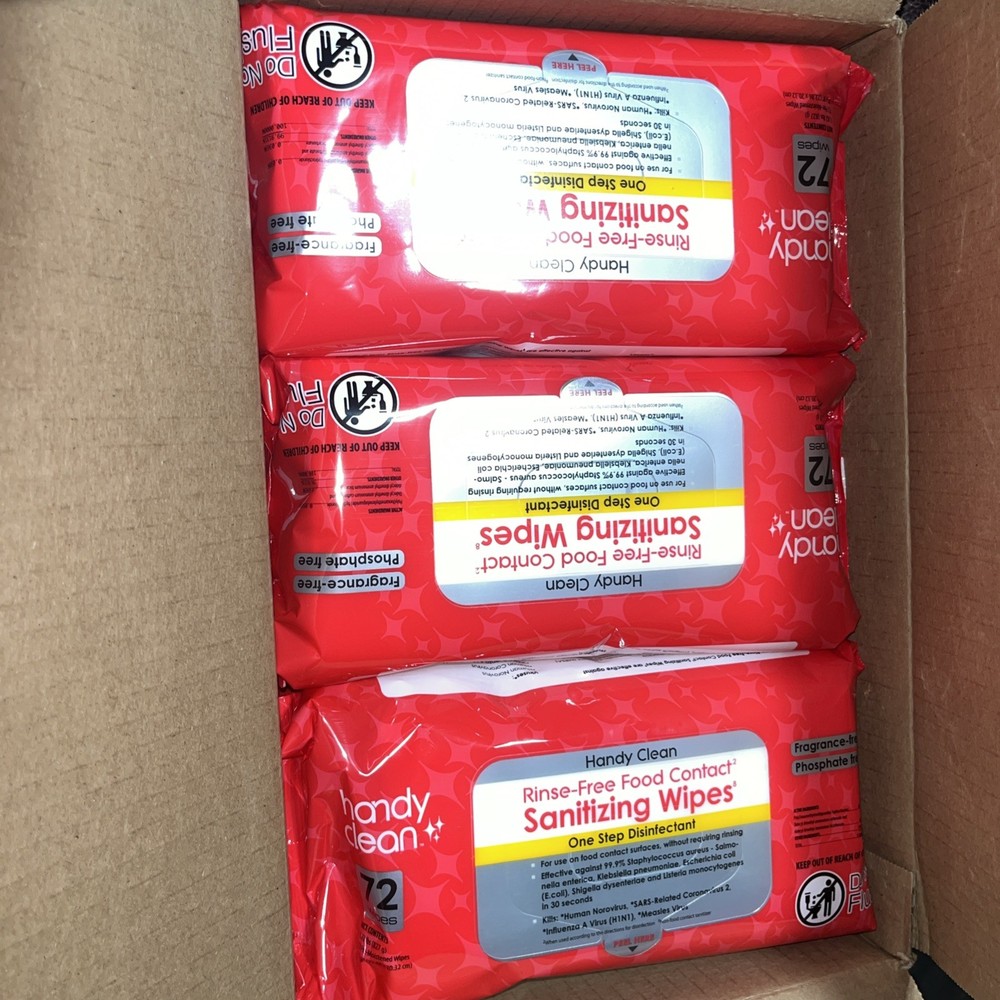 HandyClean Rinse-Free Food Contact Sanitizing Wipes, 12 in one pack