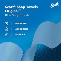 Scott Shop Original Blue Towels 75147 9.4X11 Cloth-Like Paper Towel 12 Rolls Of