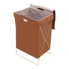 Brown + Gold Laundry Hamper X-Frame Laundry Basket Dirty Clothes Basket w/Lid