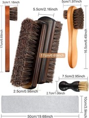 Youngjoy 6 Pieces Horsehair Shine Shoes Brush Kit Polish Dauber Applicators (B)