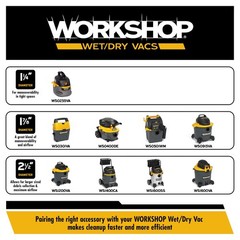 WORKSHOP Wet/Dry Vacs Shop Vacuum Accessories 1.875 inches x 84 inches, Black