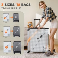 18-Pack Vacuum Bags for Travel with Rechargeable Pump, Compression Packing Bags