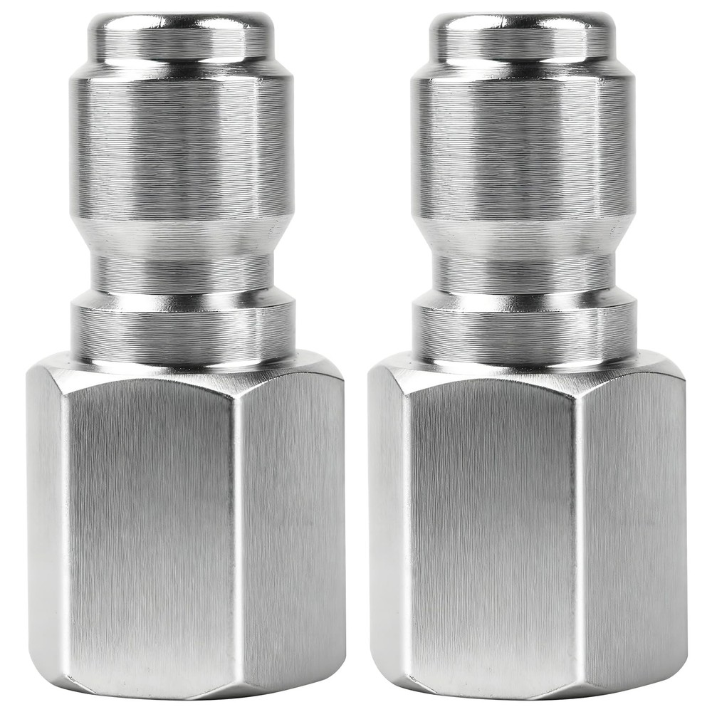 2Pcs Pressure Washer Coupler – 3/8 inch Male quick connect plug, Silver