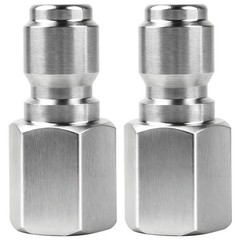 2Pcs Pressure Washer Coupler – 3/8 inch Male quick connect plug, Silver