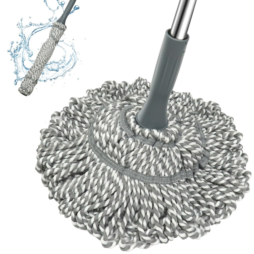 Kickleen Self Wringing Mop – Easy Squeeze Twist, with 52.5 Inch Gray001