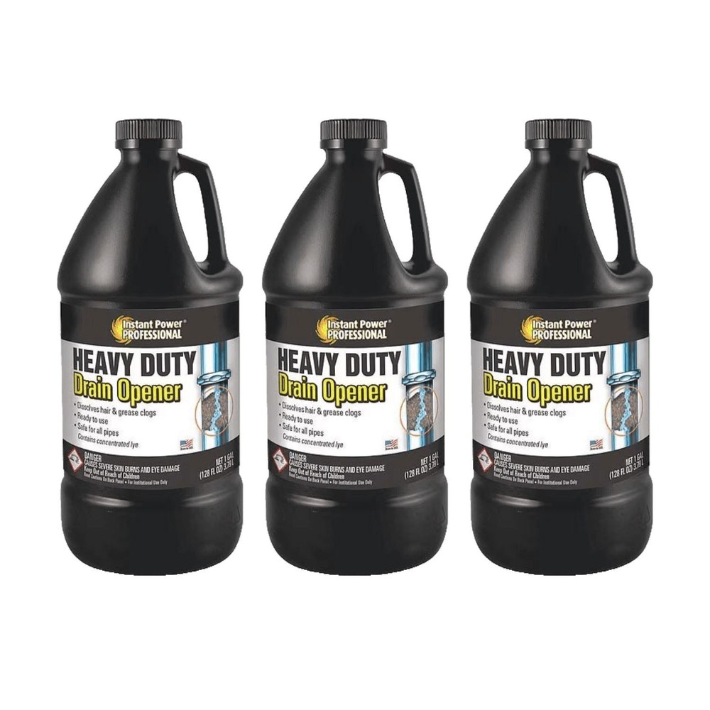 Pack of 3 1 Gal. Instant Power Professional 8876 Sink Drain Opener Cleaner Clog