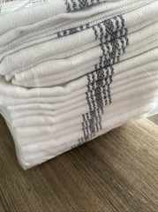 Industrial Shop Rags Towels Washed White Charcoal Strip 12pk 16×27/az