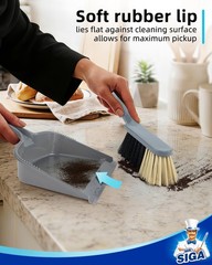 MR.SIGA Dustpan and Brush Set, Pack of 2 12.8 x 8.3 x 3.9in, Blue, Grey