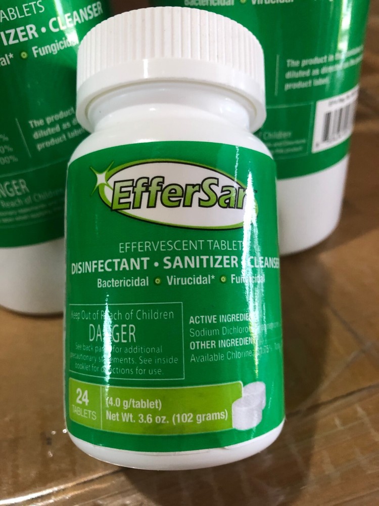 Effersan Disinfectant Sanitizer Cleaner Effervescent tablets 24 in bottle