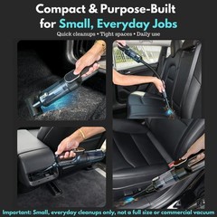 Car Vacuum Portable Cordless, 4-in-1 Mini Car Vacuum with 19500pa Suction & A…