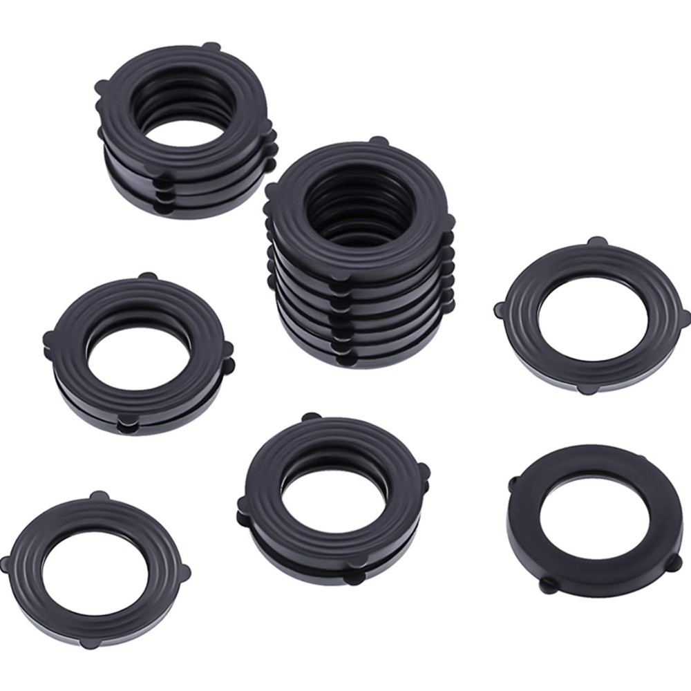 20 Pack Garden Hose Rubber Washers with Self Locking Tabs Black Seal Set
