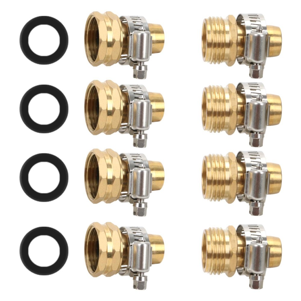 STYDDI Garden Hose Repair Kit, For 3/4″ and 5/8″ Rubber Hose, Brass