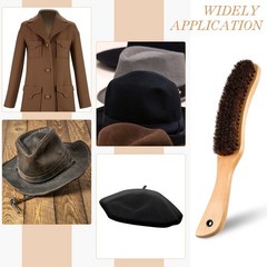Patelai 2 Pcs Felt Hat Brush Wooden Cowboy Horse Hair for Wood
