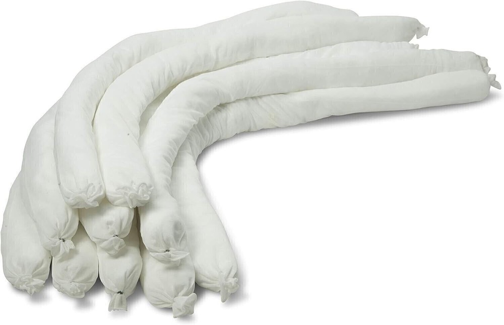 AABACO OIL ABSORBENT SOCK- White Oil Sock – Spill Containment – 3″ X 48″ 10/Box