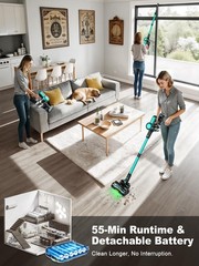 Oirfnd Cordless Vacuum Cleaner58Kpa/10-In-1 Stick Vacuum 29-Inch Hose And Led