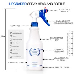 Uineko Plastic Spray Bottle (3 Pack, 24 Oz, 3 24 3 Red, Green, Blue