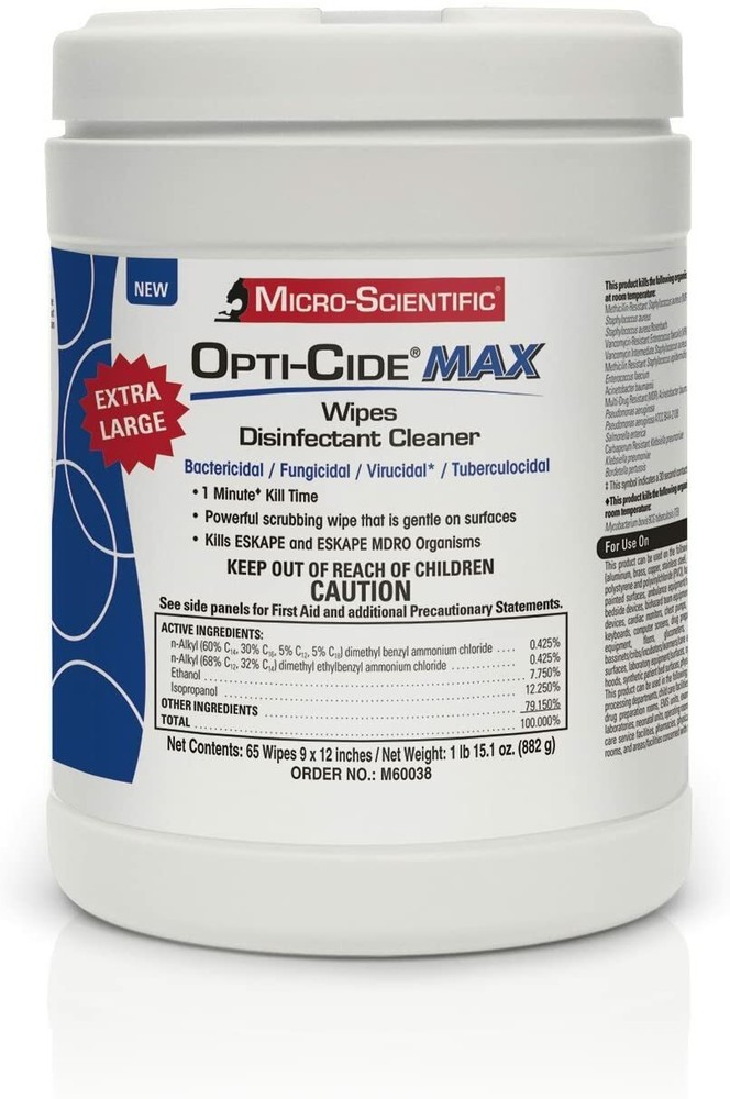 *1-Pack* Micro-Scientific Opti-Cide MAX Disinfectant Cleaner Wipe X-Large M60038