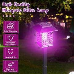 2PK Solar Bug Zapper 2-in-1 – Purple/White Light, Waterproof, Yard/Garden
