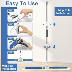 48″ Commercial Industrial Dust Mop for Floor Cleaning, Large 48 Inch, Blue