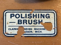 Vintage Wooden CLARKE SANDING MACHINE Scrubbing and Polishing Brushes – 11″