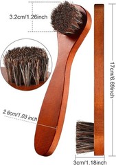 Youngjoy 6 Pieces Horsehair Shine Shoes Brush kit Polish Dauber Applicators,