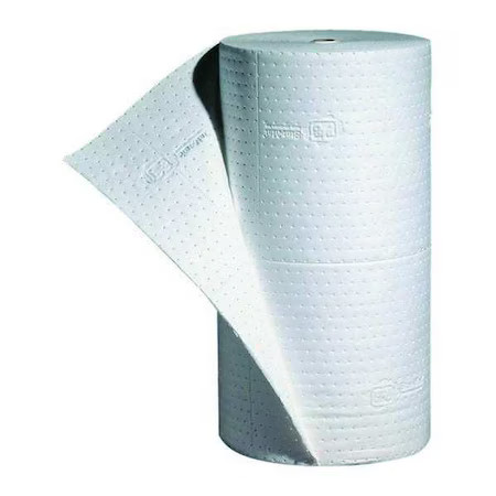 Pig Mat402 Sorbent Roll, 40 Gal, 30 In X 150 Ft, Oil, White, Polypropylene