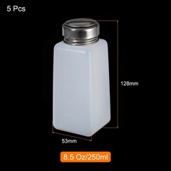5pcs 8.5 Oz/250ml Alcohol Push Down Pump Dispenser Bottle Press, White