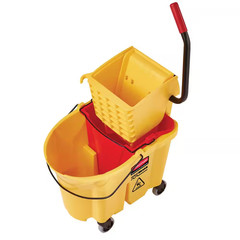 WaveBrake Mop Bucket 4.5 Gal Square Durable Dirty Water Web Molded Plastic Red