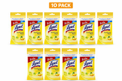 Lysol Disinfecting Wipes To Go 10 Pack 15ct Lemon Lime Travel Size Kills 99.9%