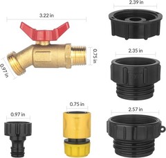 IBC Tote Hose Adapter 275-330 Gallon Water Tank High Flow Valve