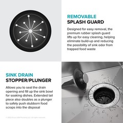 KRAUS WasteGuard 1/2 HP Continuous Feed Ultra-Quiet Motor Garbage Disposal wi…