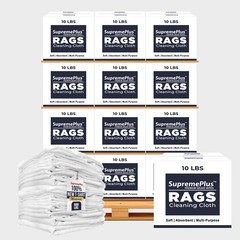 Premium White Knit T-Shirt Cleaning Cloths Rags 600 lbs. Pallet 60×10 lbs. Boxes