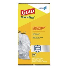 Glad 70427 23.75″ x 24.88″ 13-Gal Drawstring Trash Bags – Gray (100/CT) New