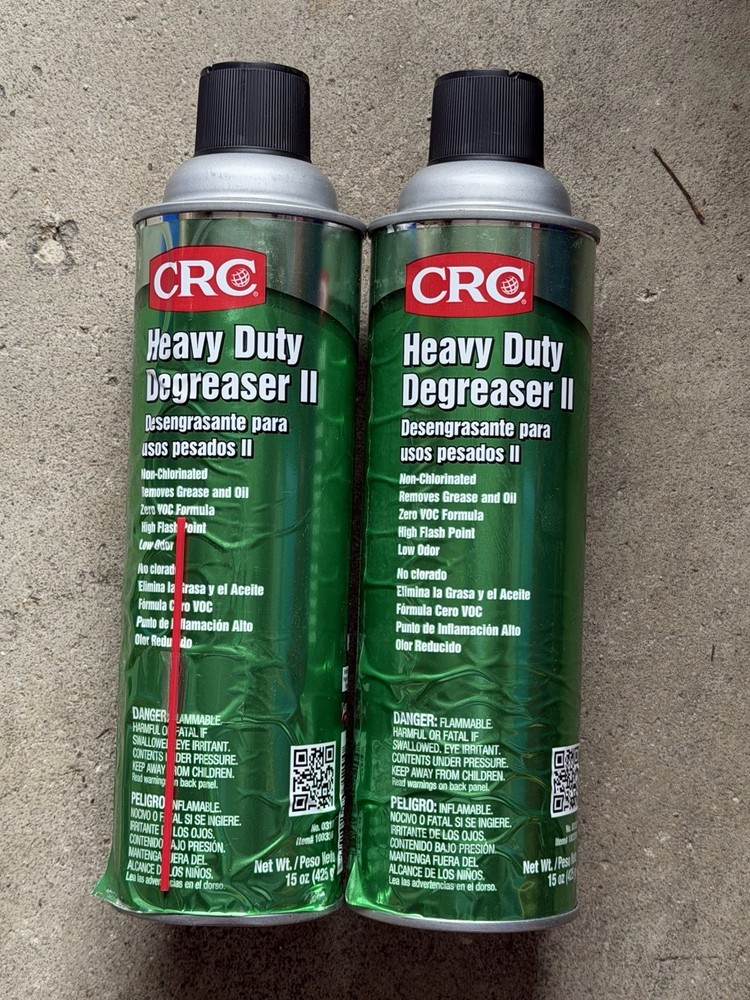 Brand New x2 Cans CRC Heavy Duty Degreaser II 15 Oz Aerosol Spray Can