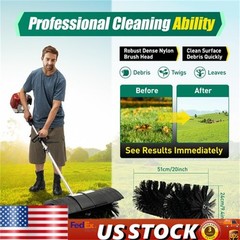 Gas Power Handheld Sweeper Broom Driveway Turf Artificial Grass Snow Clean 52CC