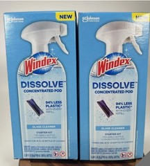Lot 2 Windex Dissolve Concentrated Pod Glass Cleaner Starter Kit Reusable Bottle