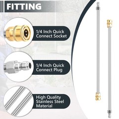 Pressure Washer Extension Wand, 2 Pack 17 Inch 17 inches, silver, yellow