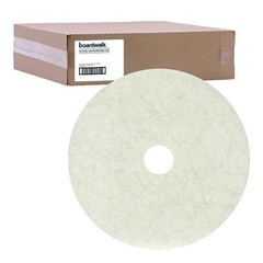 Boardwalk 4019NAT Natural Burnishing Floor Pads, 19″ Diameter, White, 5/Carton