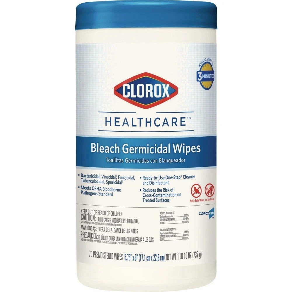 Clorox Healthcare 35309 6.75″ x 9″ Bleach Germicidal Wipes – White (pack of2)S2