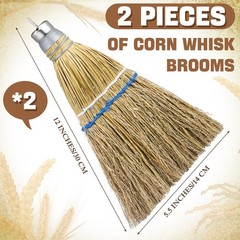 Suclain 2 Pcs 12 Inch Whisk Broom Hand Held Mini Corn Straw Yellow