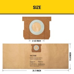 3 Pack STANLEY Filter Bag 19-3100, for 5-8 Gallon Wet/Dry (Pack of 3), Brown