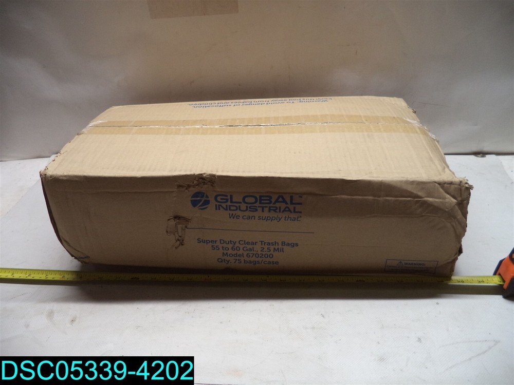 Global Industrial Super Duty Clear Trash Bags 55 to 60 Gal 2.5 Mil, 75 Bags/Case