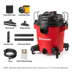 Vacmaster 12-Gallon 5.5 Peak HP Heavy-Duty Wet-Dry Vacuum – VJH1211PF 1101