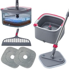 Heavy Duty Square Spin Mop for Floor Cleaning, Separate Compartment for Clean…